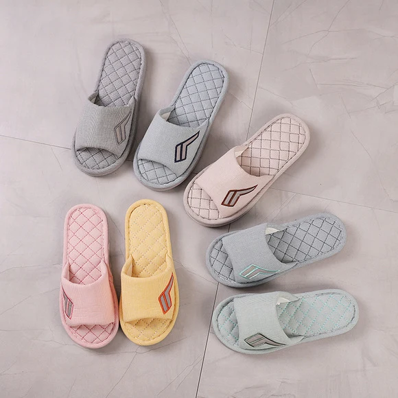 Baotou Spring & Fall Indoor Comfortable and Breathable Linen All Year Round Home Fabric Sandals for Women and Couples Floor Soft Bottom Home