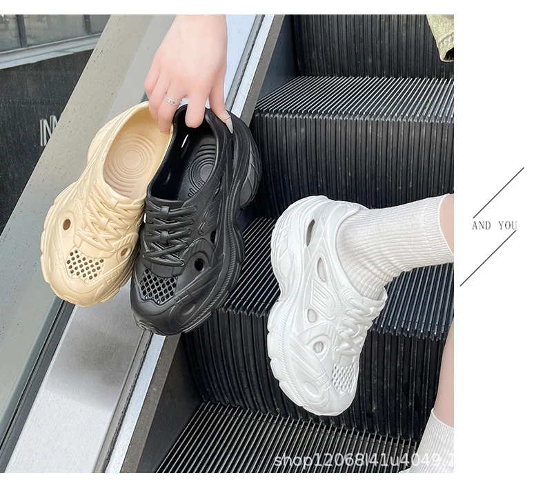 New Style Eva Thickened 5cm Height-Increasing Soft Sole Comfortable Versatile Dad Shoes Outdoor Closed-Toe Sandals for Couples