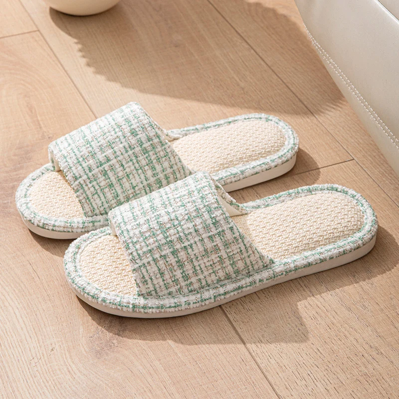 Linen Slippers for Women Spring & Fall Sweat-Absorbent Home Silent Japanese Cotton and Linen Indoor Non-Slip Breathable Slippers for Men All Seasons Wholesale