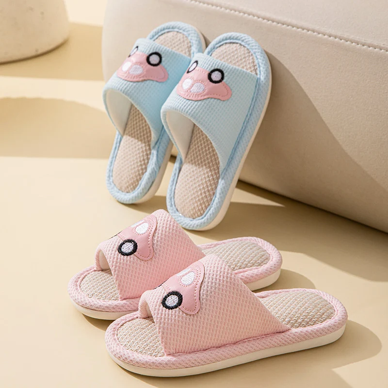 Male and Female Baby Summer Cartoon Car Four Seasons Linen Children's Sandals Open-Toe Slippers