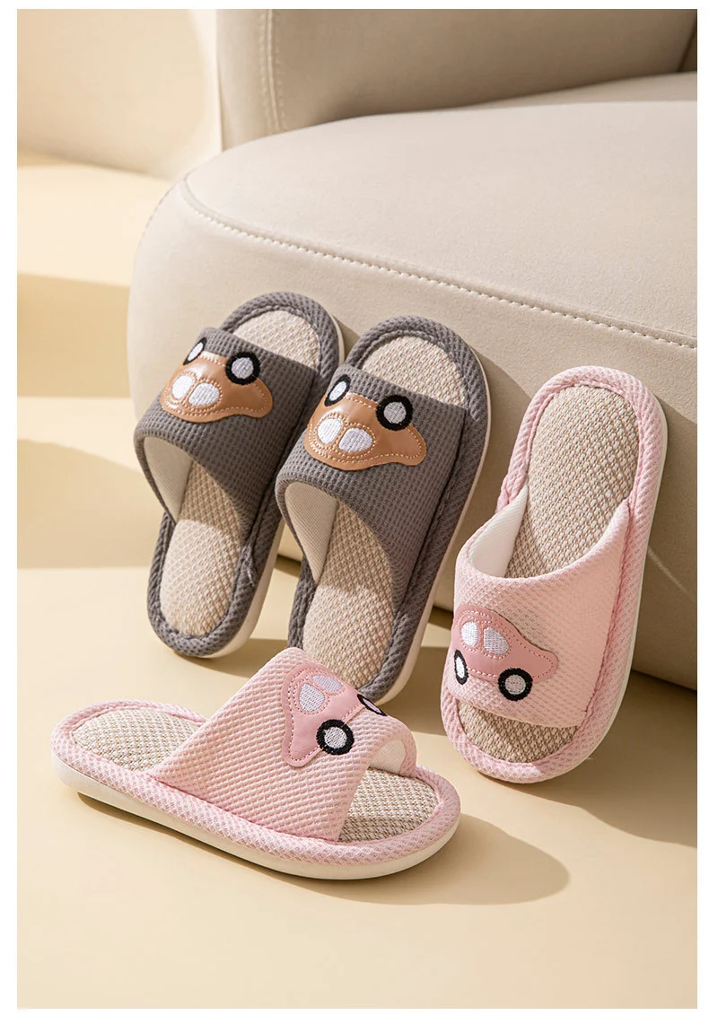Male and Female Baby Summer Cartoon Car Four Seasons Linen Children's Sandals Open-Toe Slippers
