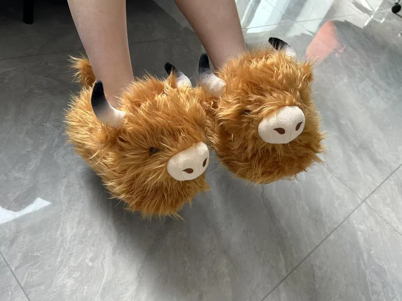 Imitation Yak Cotton Slippers Autumn and Winter Home Floor Stupid Cow Platform Cotton Shoes Cute Outer Wear Comfortable Slippers for Women