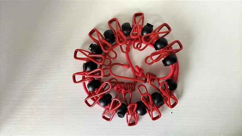 Creative Outdoor Elastic Windproof Clothesline with Positioning Buckle Korean Style Clothesline with Windproof Clip 12 Clips