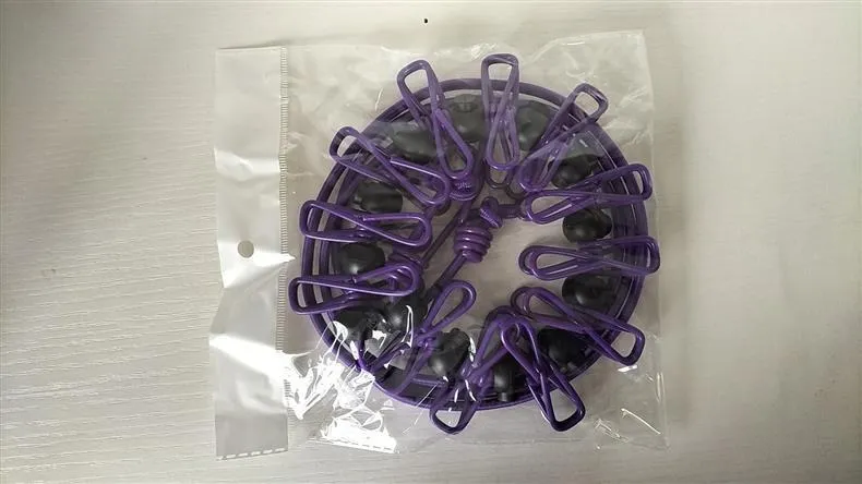 Creative Outdoor Elastic Windproof Clothesline with Positioning Buckle Korean Style Clothesline with Windproof Clip 12 Clips