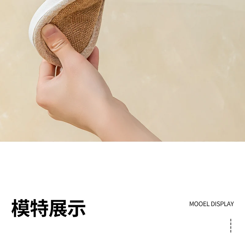 Linen Slippers for Women, Summer Breathable, Sweat-Absorbent, Non-Slip, Silent, Indoor Home Floor Cotton and Linen Slippers, Universal for All Seasons