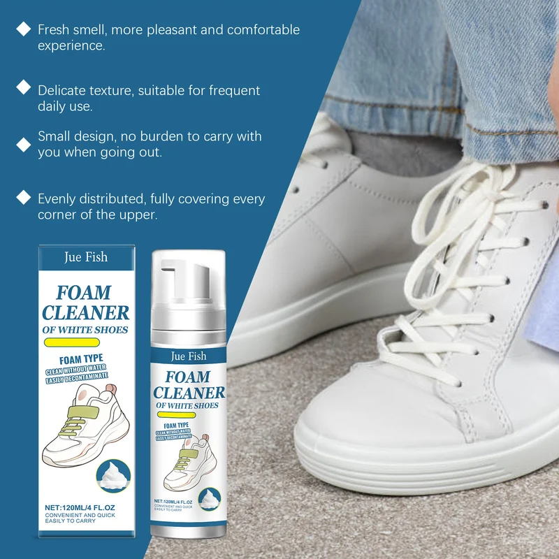 Jue Fish White Shoe Cleaner Cleans Stains and Prevents Oxidation, Daily Portable Cleaner for White Shoes