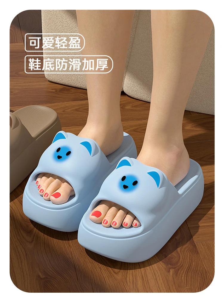 New Sandals and Slippers Women's Summer Thickened Sole Home Elevated Cartoon Non-slip Odor Deodorant Beach Shoes Lightweight Slippers