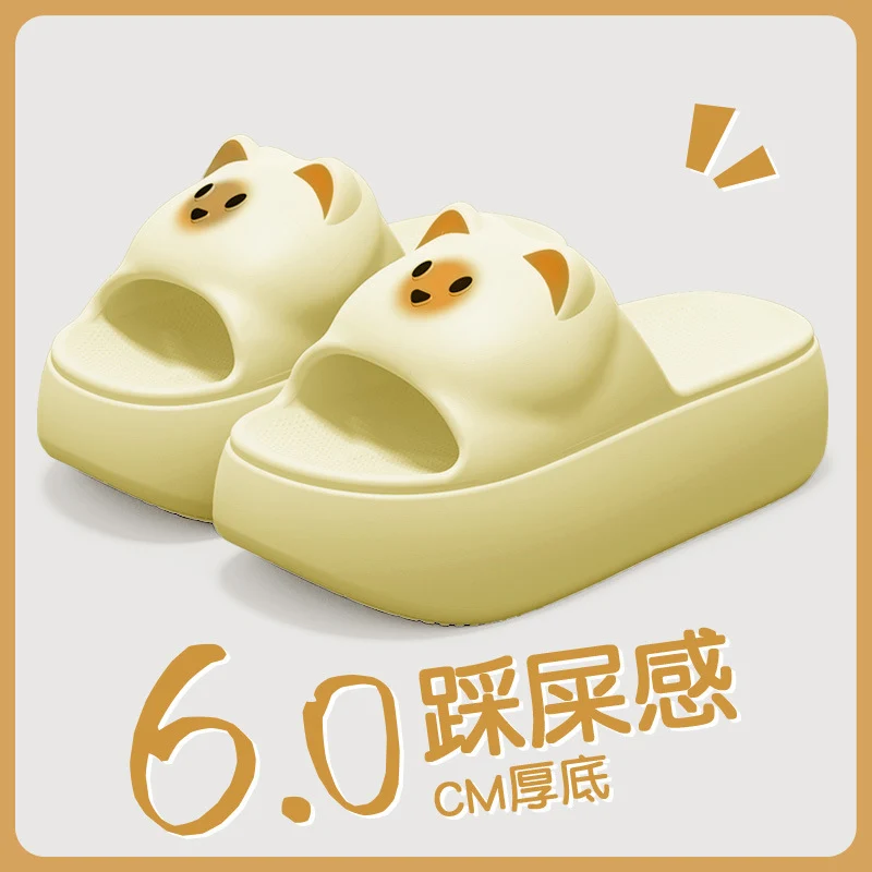 New Sandals and Slippers Women's Summer Thickened Sole Home Elevated Cartoon Non-slip Odor Deodorant Beach Shoes Lightweight Slippers