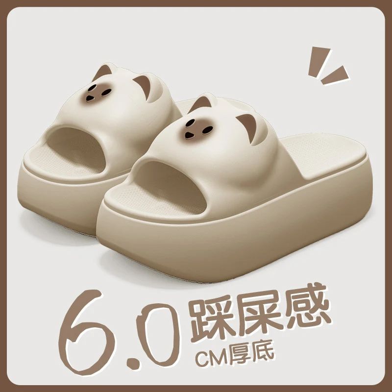 New Sandals and Slippers Women's Summer Thickened Sole Home Elevated Cartoon Non-slip Odor Deodorant Beach Shoes Lightweight Slippers