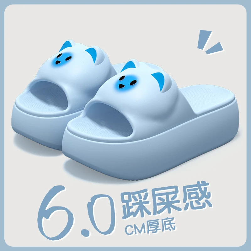 New Sandals and Slippers Women's Summer Thickened Sole Home Elevated Cartoon Non-slip Odor Deodorant Beach Shoes Lightweight Slippers