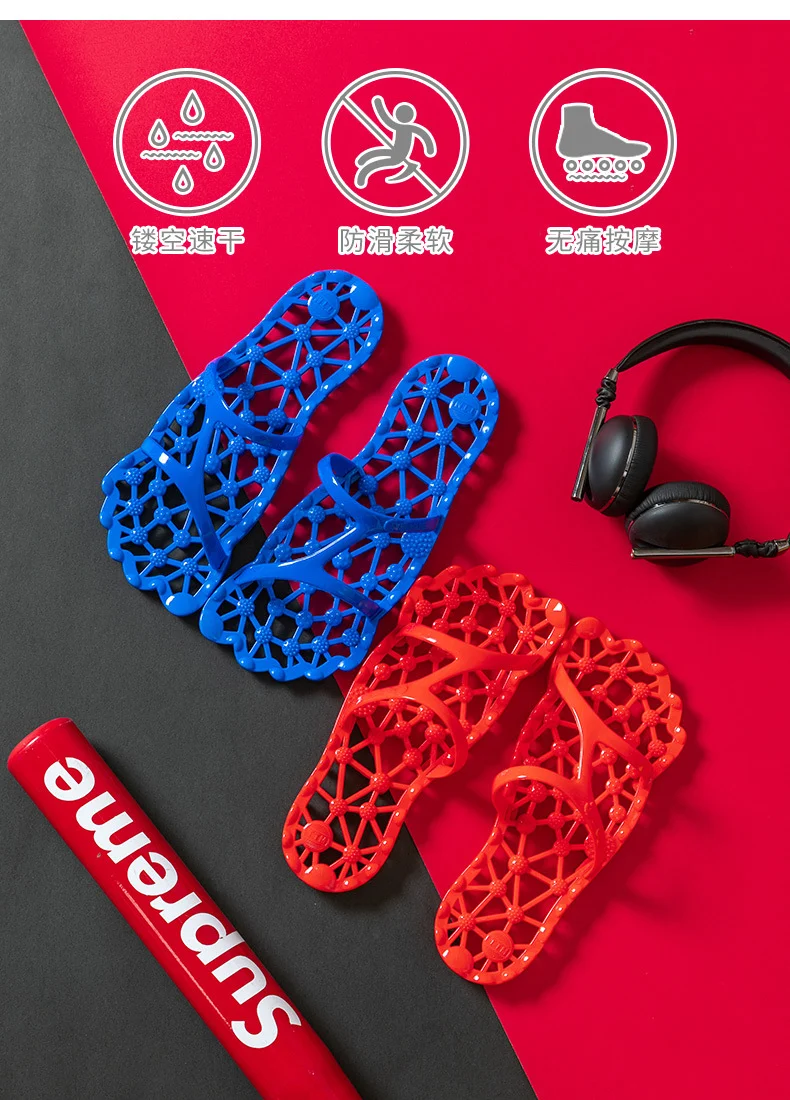 Foot Acupressure Massage Slippers for Women, Summer Bathroom Hollow Breathable Non-Slip Massage Slippers for Men, Outdoor Summer Health Shoes