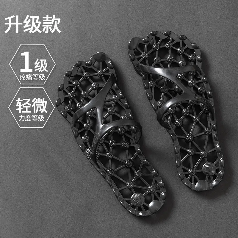 Foot Acupressure Massage Slippers for Women, Summer Bathroom Hollow Breathable Non-Slip Massage Slippers for Men, Outdoor Summer Health Shoes