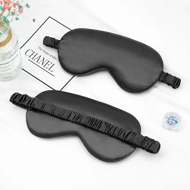 New Double-Sided Imitation Silk Sleep Mask with Light-Blocking and Adjustable Elastic Buckle, Travel-Friendly, Solid Color, Breathable, Beauty and Eye Protection
