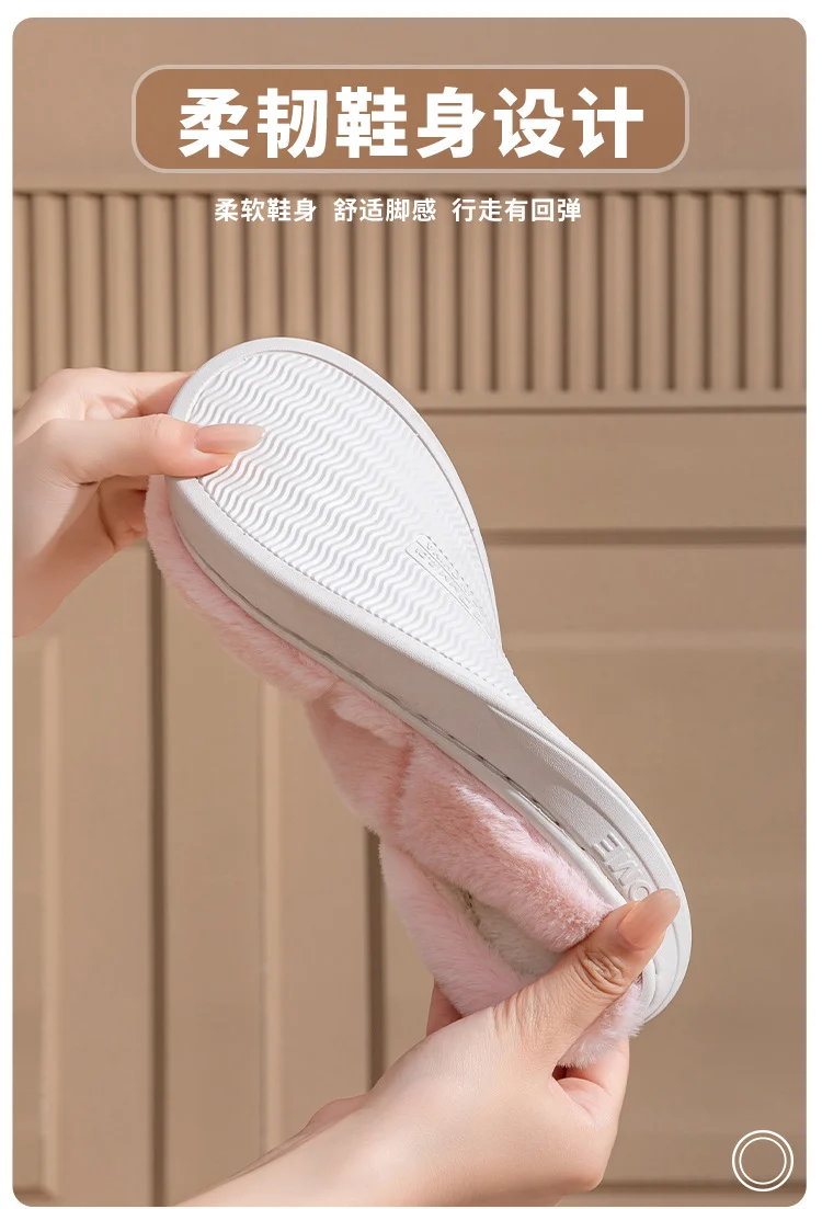 Winter Cotton Slippers for Women, Fleece-Lined, Indoor, Non-Slip, Warm, Thick-Soled, Wear-Resistant, Essential for Home Use, Couple's Cotton Patchwork New Style