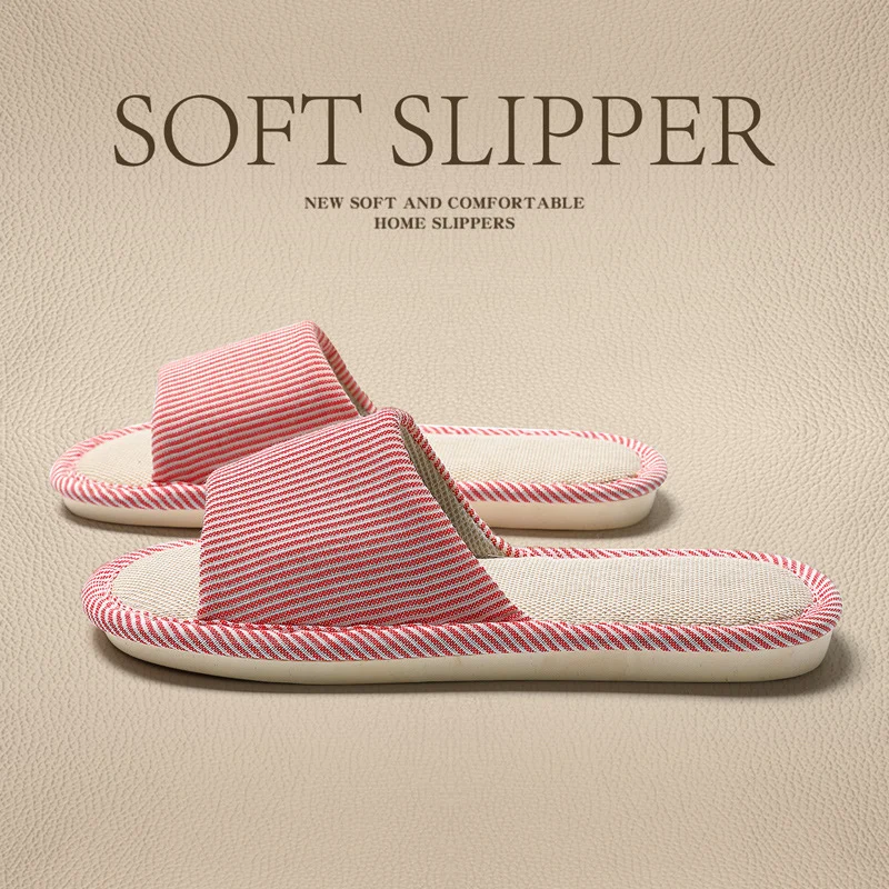Linen Slippers for Men 2025 New Summer Indoor Home Soft-Soled Non-Slip Breathable Deodorant Cotton and Linen Slippers for Men