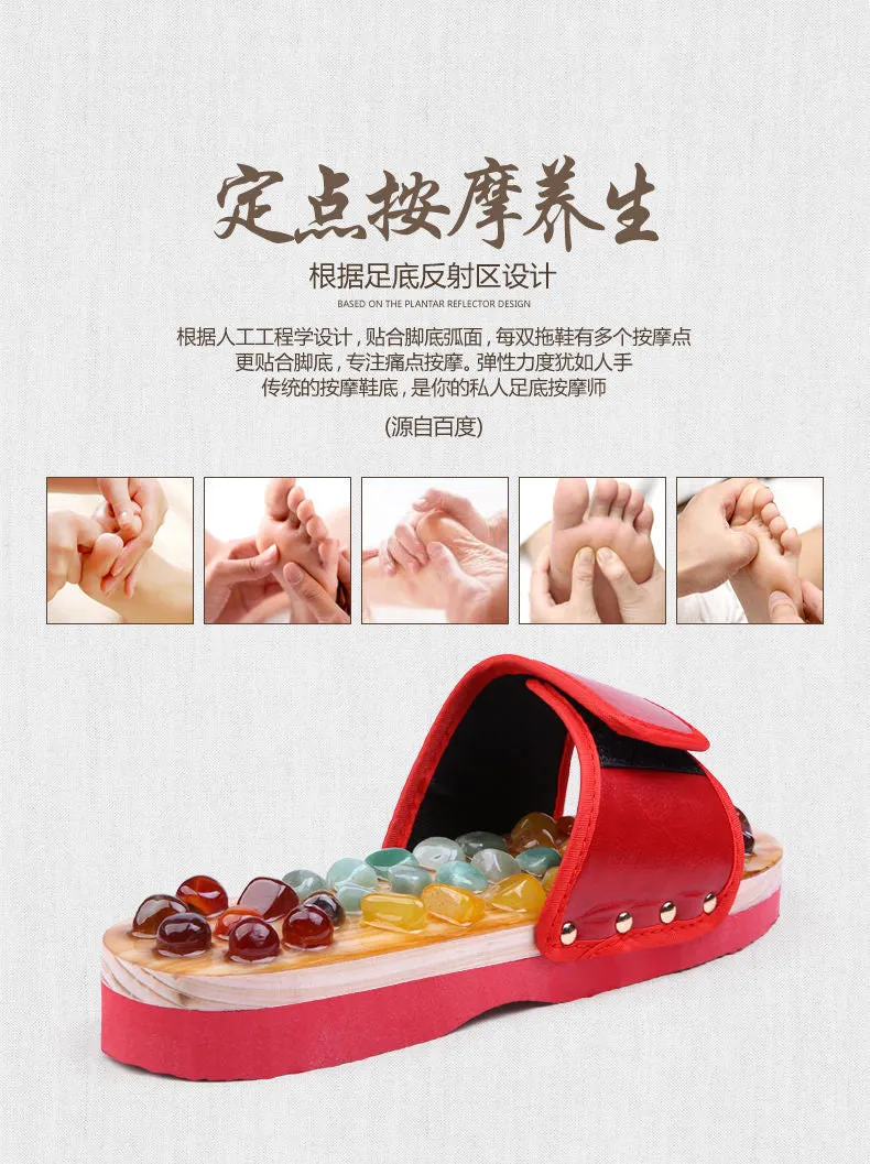Summer Home Foot Acupoint Magnetic Therapy Massage Men's Slippers Indoor Non-Slip Wear-Resistant Acupressure Health Massage Slippers for Women