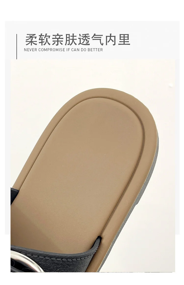 Cross-Border Slippers for Women Summer Flat-Soled Double-Strap Double-Buckle Slippers Southeast Asia New Foreign Trade Fashion Outer Wear Beach Sandals