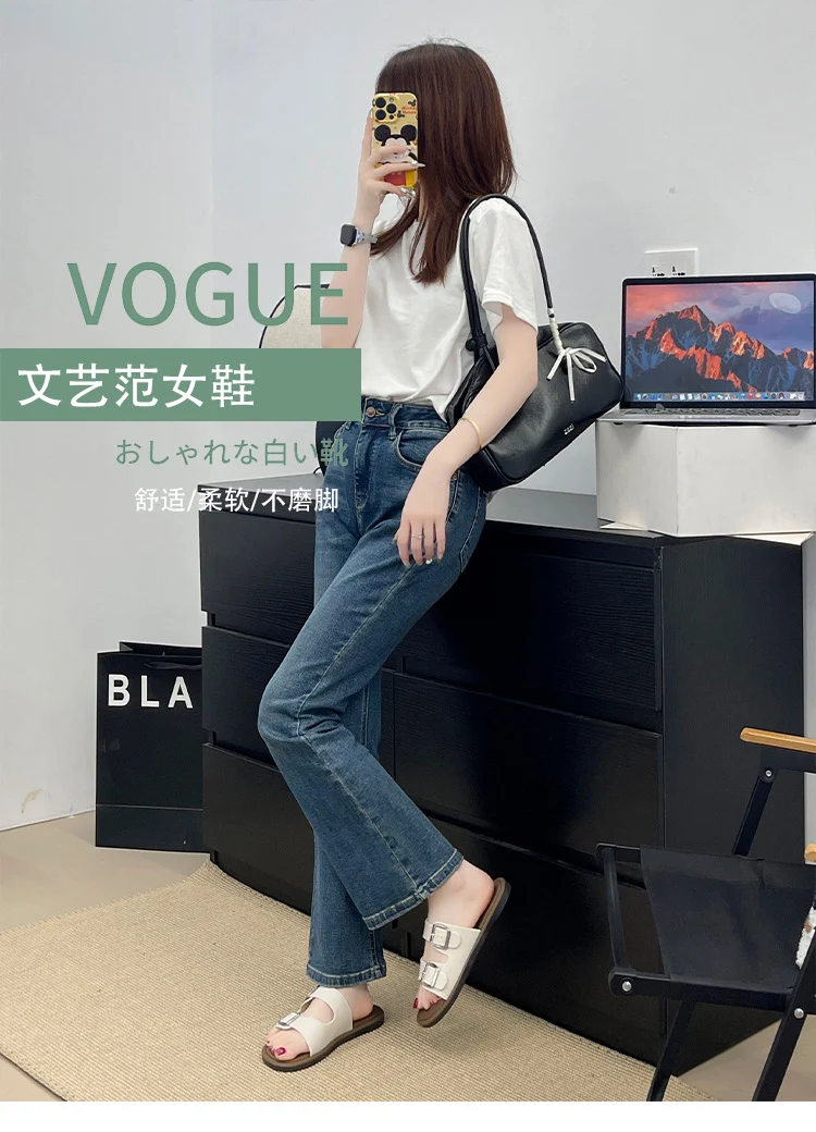 Cross-Border Slippers for Women Summer Flat Slippers Southeast Asia New Double Buckle Foreign Trade Fashion Outer Wear Beach Sandals