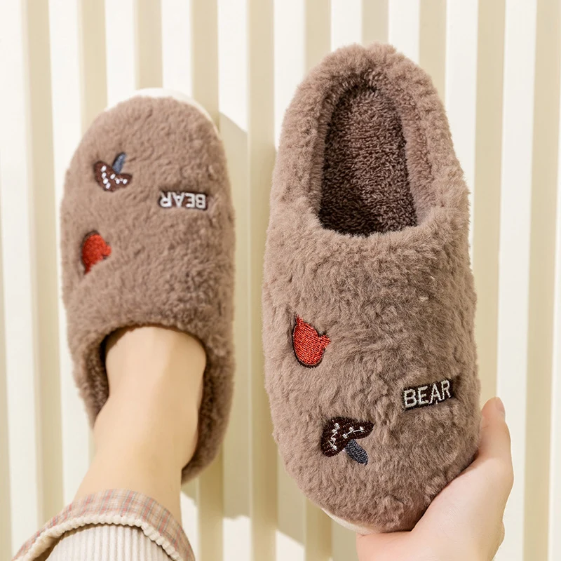 Cixi Cotton Slippers for Women, Spring, Autumn and Winter Home Use, Indoor Non-Slip Couple Home Warm Winter Plush Men's Slippers