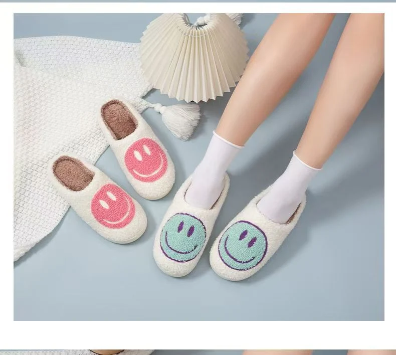 New Cross-Border Winter Smiling Face Cotton Slippers for Children Wholesale Home Couple Indoor Warm Slippers Winter Women