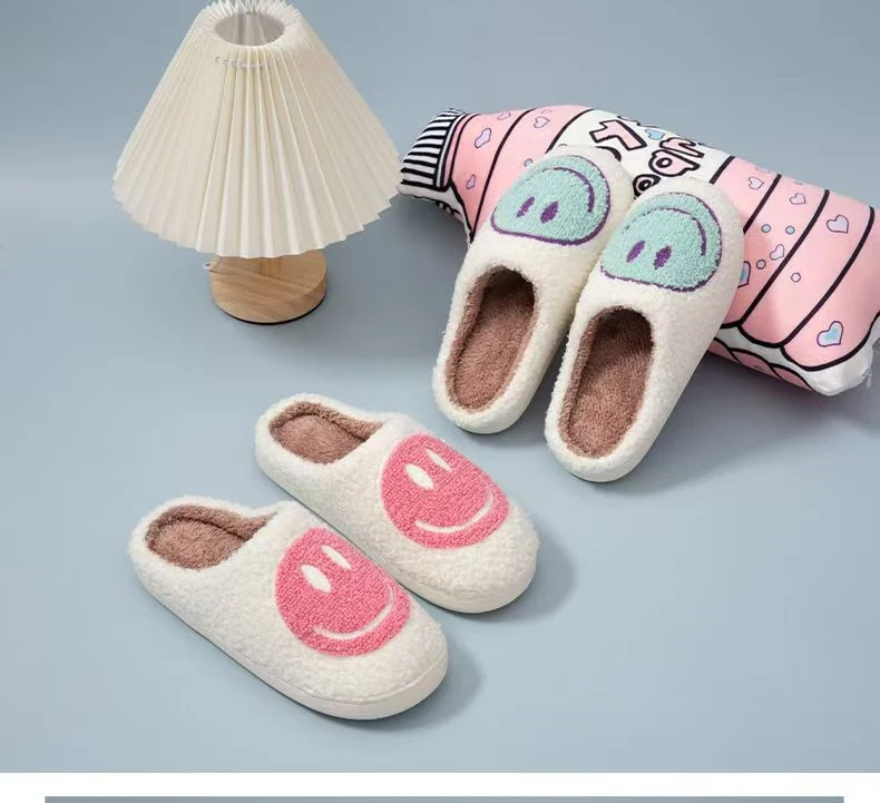 New Cross-Border Winter Smiling Face Cotton Slippers for Children Wholesale Home Couple Indoor Warm Slippers Winter Women