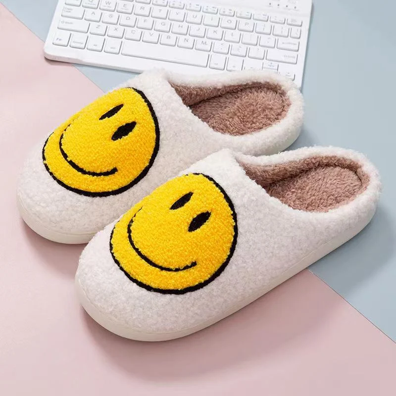 New Cross-Border Winter Smiling Face Cotton Slippers for Children Wholesale Home Couple Indoor Warm Slippers Winter Women