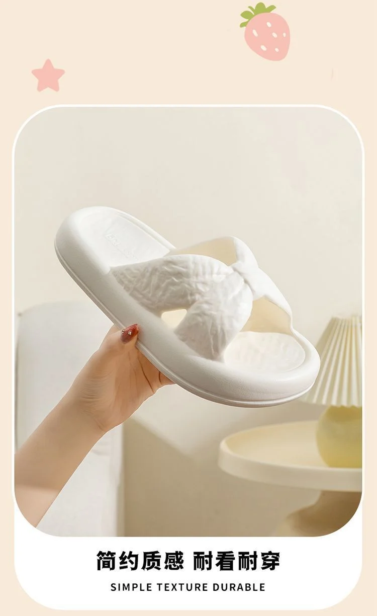 New Home Slippers for Women with Bows, Indoor Quick-Drying, Non-Slip, Bathing and Stepping on Shit, Solid Color Casual Sandals and Slippers Wholesale
