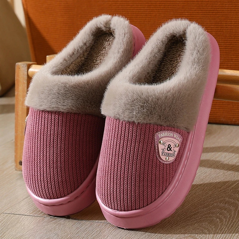 Autumn and Winter Cotton Slippers for Women 2025 New Home Indoor Couple Warm Plush Thickeneded Bottom Men's Cotton Slippers