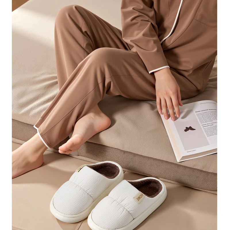 Waterproof Cotton Slippers for Men, Home Use, Autumn and Winter 2026 New Model, Indoor Home Warm Thick-Soled Warm Cotton Slippers for Men