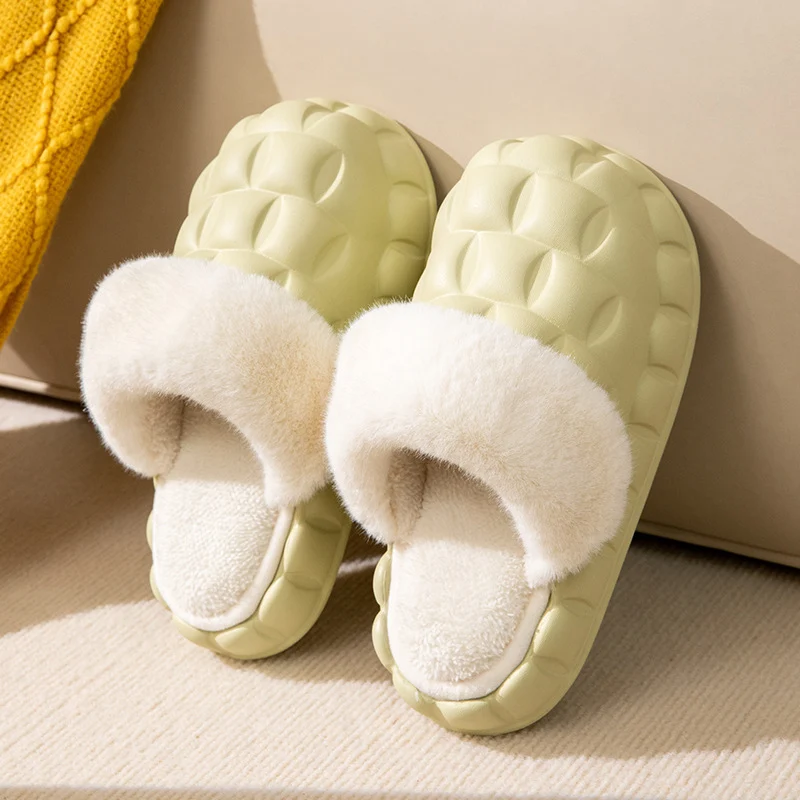 Women's Winter Cotton Slippers with a Stepping-On-Clouds Feel, Trendy Casual Closed-Toe Indoor Waterproof Warm Thick-Soled Cotton Slippers for Women