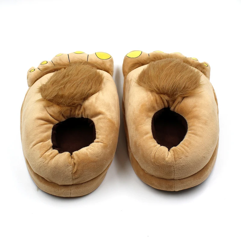 Creative Hobbit Stuffed Cotton Slippers Men's Large Size Home Daily Gift Baotou Thick Sole New Warm Shoes