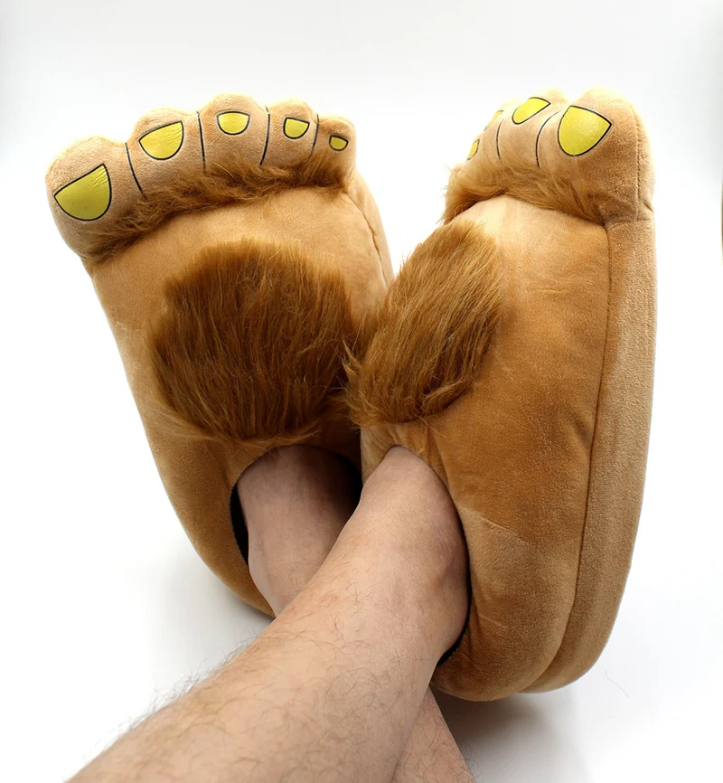Creative Hobbit Stuffed Cotton Slippers Men's Large Size Home Daily Gift Baotou Thick Sole New Warm Shoes