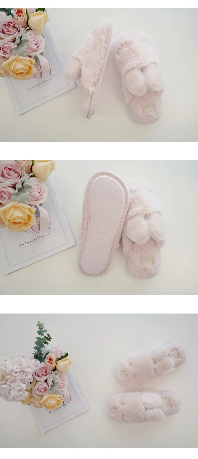 halluci autumn and winter small rabbit velvet soft warm cotton slippers squinting cute indoor home slippers