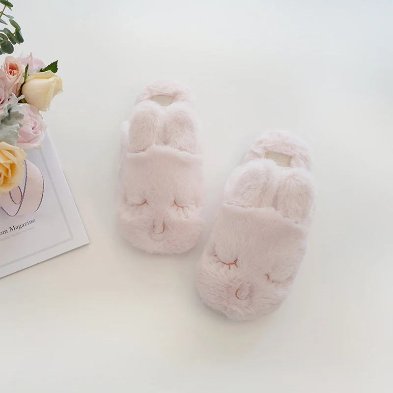 halluci autumn and winter small rabbit velvet soft warm cotton slippers squinting cute indoor home slippers