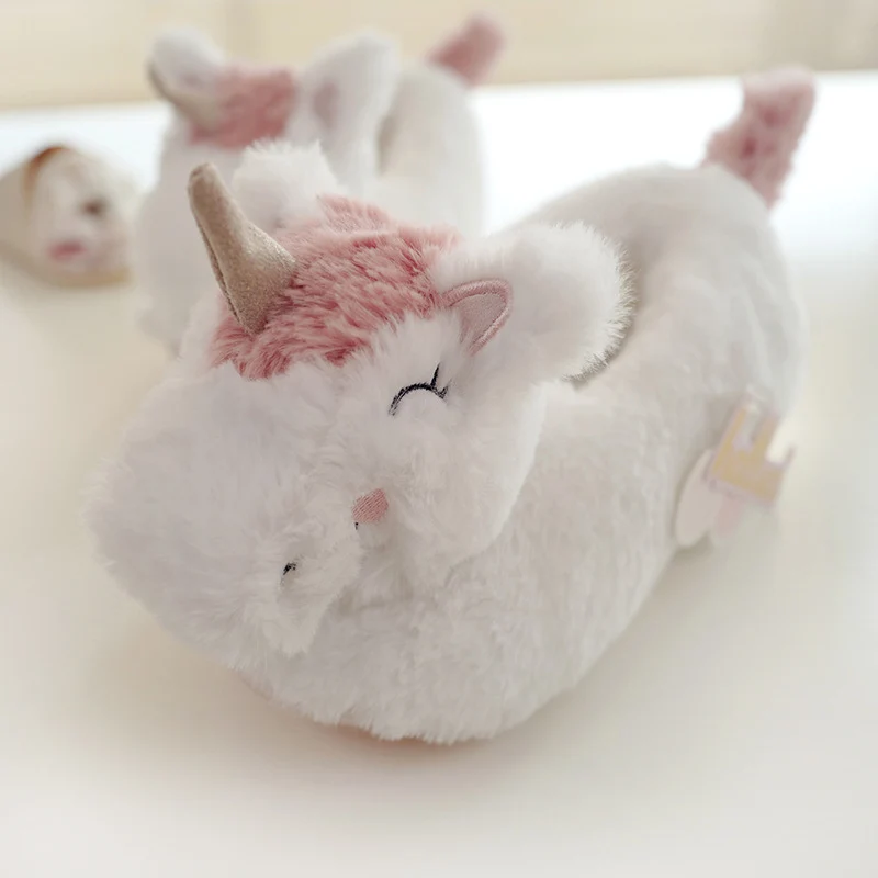halluci new plush three-dimensional unicorn winter parent-child bag with cotton shoes indoor home non-slip cotton shoes