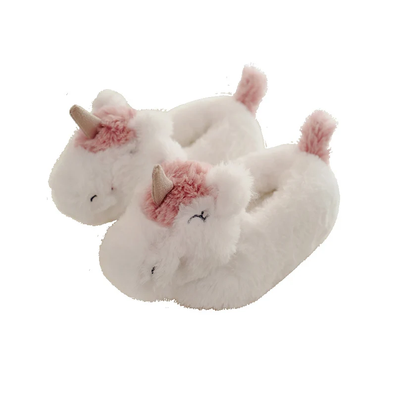 halluci new plush three-dimensional unicorn winter parent-child bag with cotton shoes indoor home non-slip cotton shoes