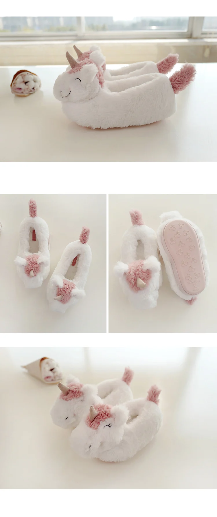 halluci new plush three-dimensional unicorn winter parent-child bag with cotton shoes indoor home non-slip cotton shoes