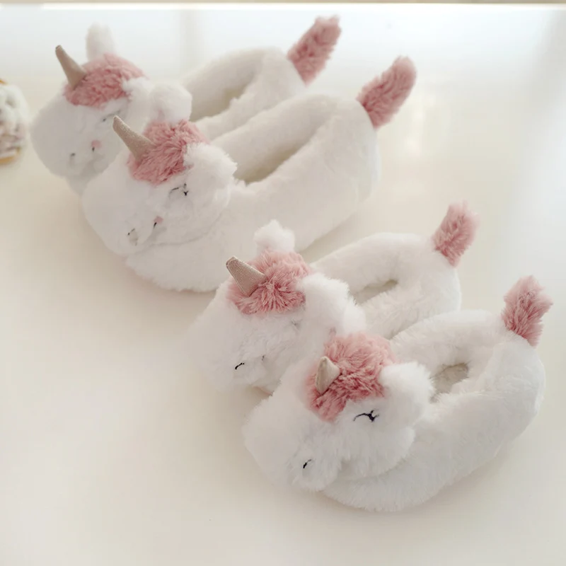halluci new plush three-dimensional unicorn winter parent-child bag with cotton shoes indoor home non-slip cotton shoes