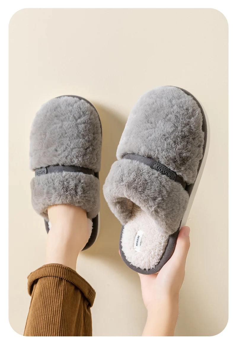 Bow Plush Cotton Slippers for Women Autumn and Winter 2025 New Warm Indoor Home Soft Sole Anti-Slip Confinement Slippers