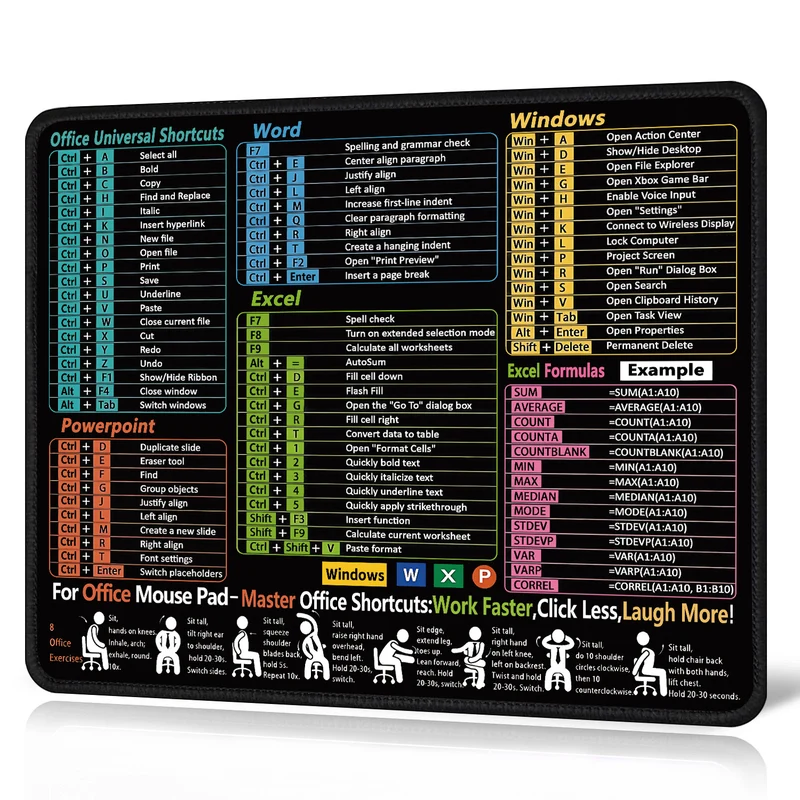 Excel English Shortcut Keys Cross-Border Mouse Pad Customized Ip Office Large Computer Notebook Special Small Table Pad