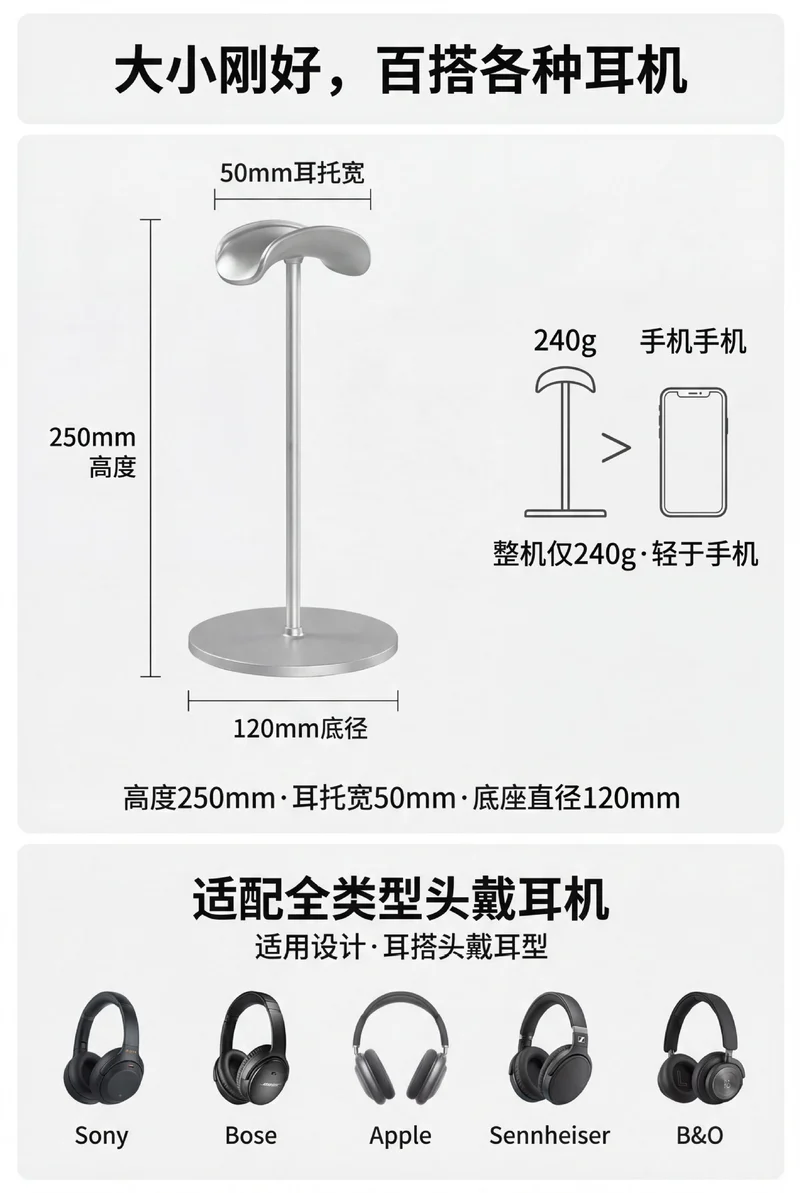 Metal Headset Holder Desktop Earphone Holder Removable Earphone Holder Display Holder Gaming Headphone Holder
