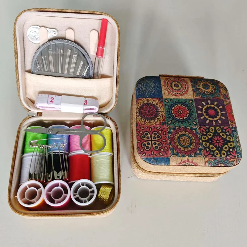Amazon Cross-Border Household Practical Portable Multi-Functional Retro Sewing Box Sewing Kit Sewing Hand Sewing Set Tool
