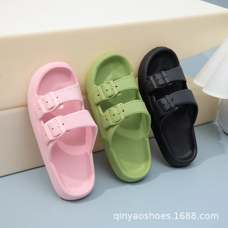 Double Strips Feeling EVA Slippers Women's Summer Bathing Slippers Home Sandals Men's Outdoor Beach Sandals