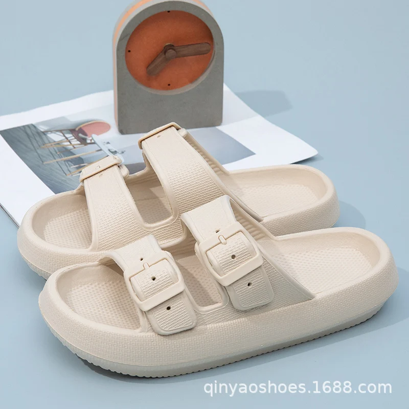 Double Strips Feeling EVA Slippers Women's Summer Bathing Slippers Home Sandals Men's Outdoor Beach Sandals