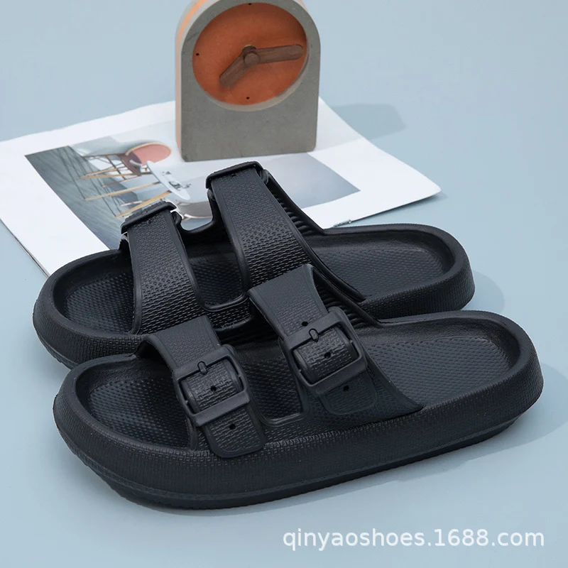 Double Strips Feeling EVA Slippers Women's Summer Bathing Slippers Home Sandals Men's Outdoor Beach Sandals