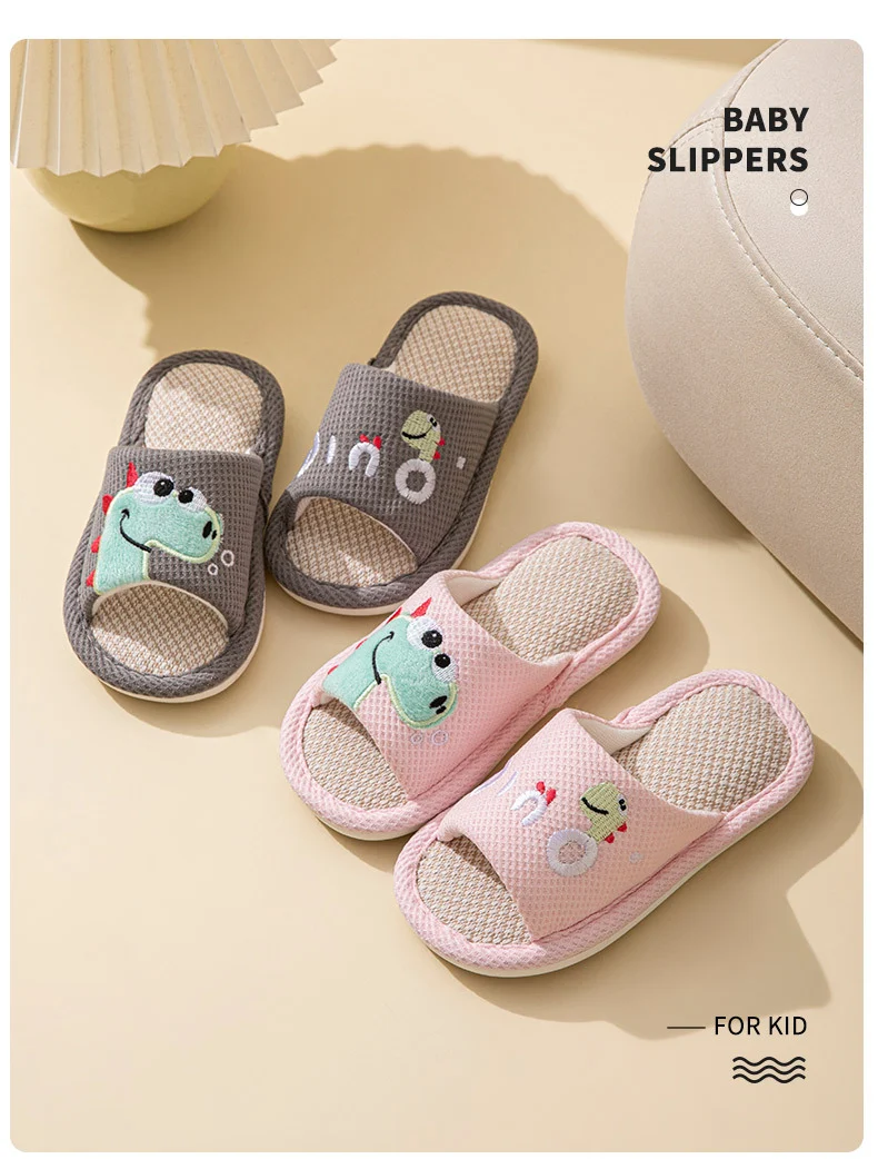 Small Dinosaur Boys and Girls Baby Open Toe Thickened Non-slip Pvc Summer Linen Sandals