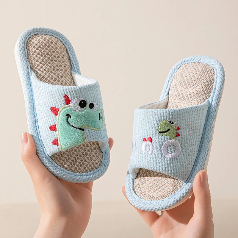 Small Dinosaur Boys and Girls Baby Open Toe Thickened Non-slip Pvc Summer Linen Sandals