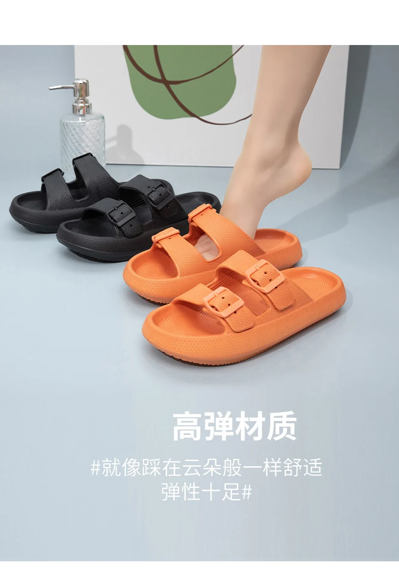 Foreign Trade Double Buckle Cool EVA Slippers Lovers Women's Beach Slippers Classic Men's Slippers