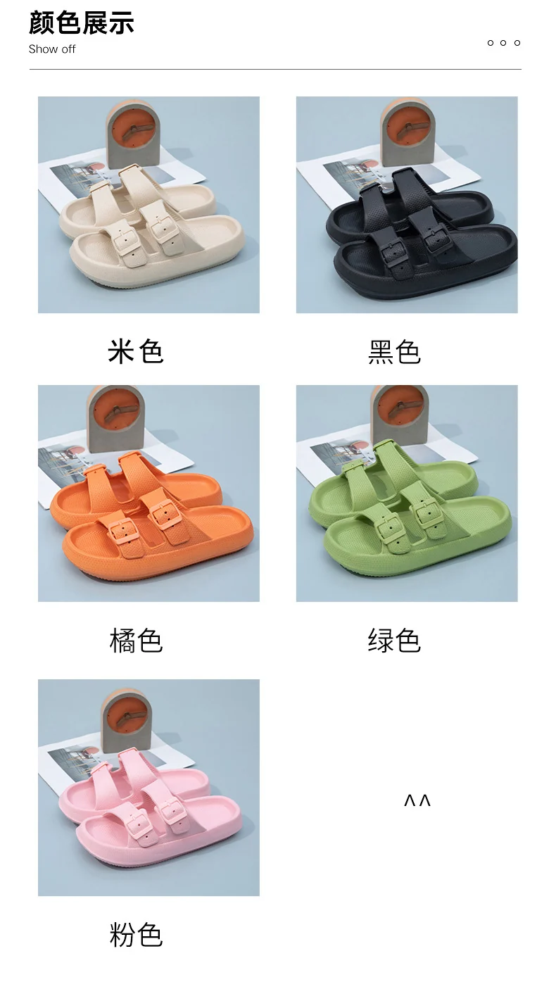 Foreign Trade Double Buckle Cool EVA Slippers Lovers Women's Beach Slippers Classic Men's Slippers