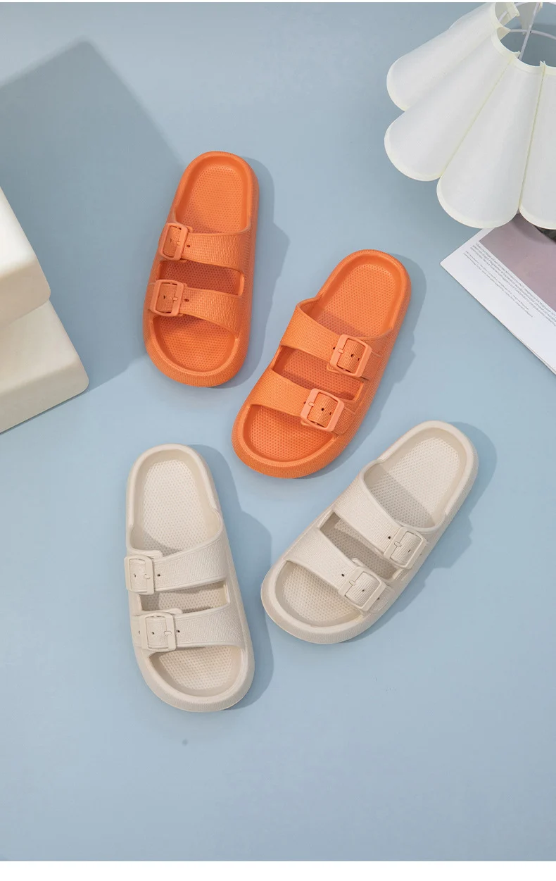 Foreign Trade Double Buckle Cool EVA Slippers Lovers Women's Beach Slippers Classic Men's Slippers
